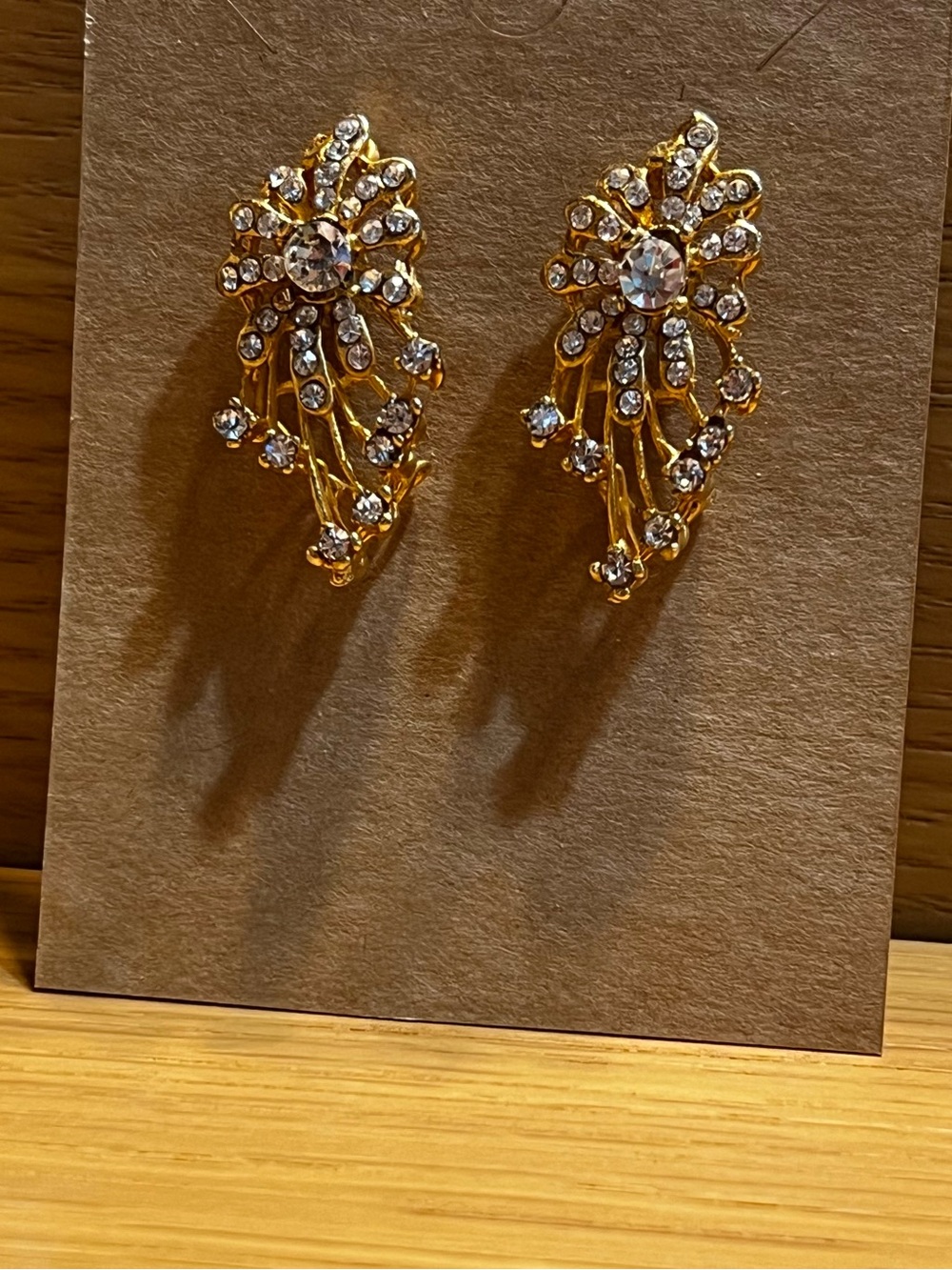 Gold Crystal Floral Drop Earrings - Women Jewelry